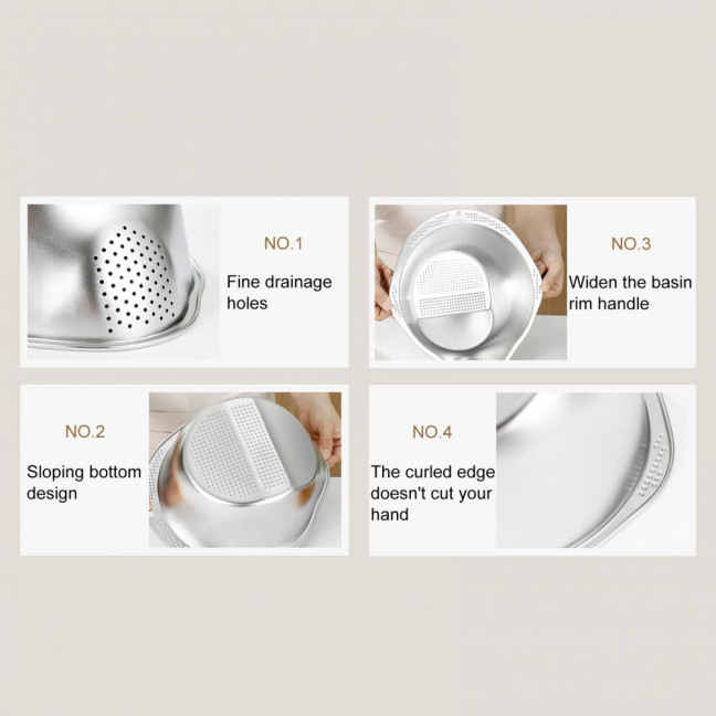 Rice Washer Strainer Bowl Stainless Steel Drain Basket for Rice Fruits Vegetables Kitchen Colander Sieve Tools