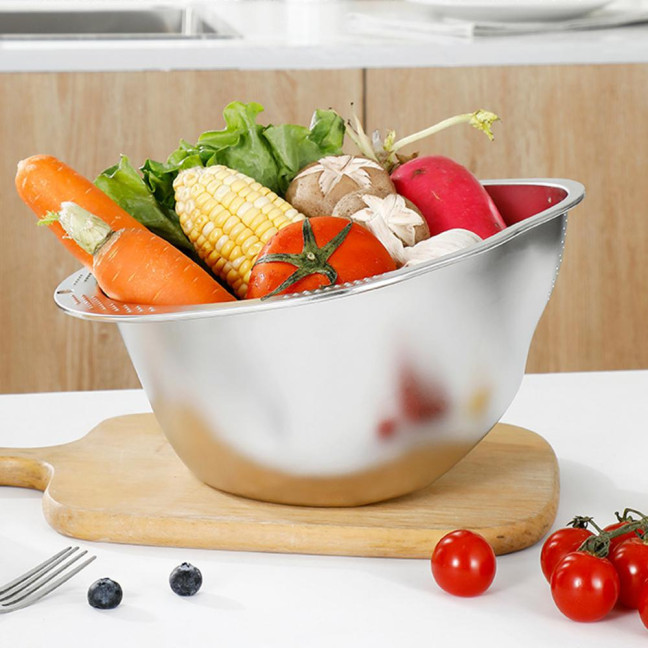 Rice Washer Strainer Bowl Stainless Steel Drain Basket for Rice Fruits Vegetables Kitchen Colander Sieve Tools