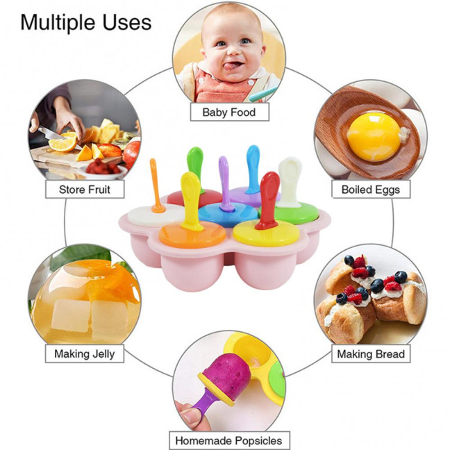 Popsicle Molds for Kids Reusable Ice Pop Mold with Sticks Homemade Mini Toddler Popsicle Mold BPA-Free Food-Grade Non-Stick Tray