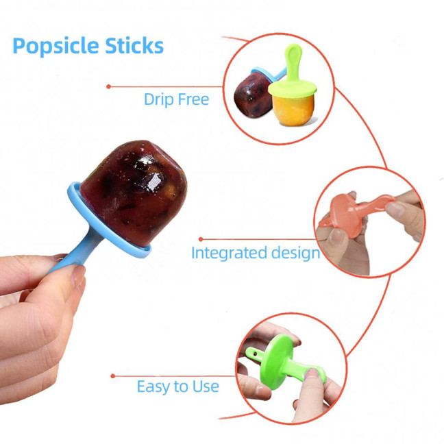 Popsicle Molds for Kids Reusable Ice Pop Mold with Sticks Homemade Mini Toddler Popsicle Mold BPA-Free Food-Grade Non-Stick Tray
