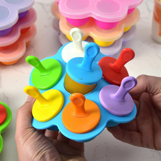 Popsicle Molds for Kids Reusable Ice Pop Mold with Sticks Homemade Mini Toddler Popsicle Mold BPA-Free Food-Grade Non-Stick Tray