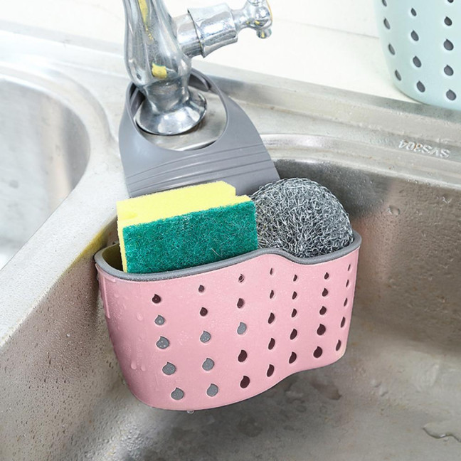 Kitchen Sink Shelf Soap Sponge Drain Rack Strong Load-Bearing Double-Layer Design Easy to Install Hanging Basket Sink Caddy