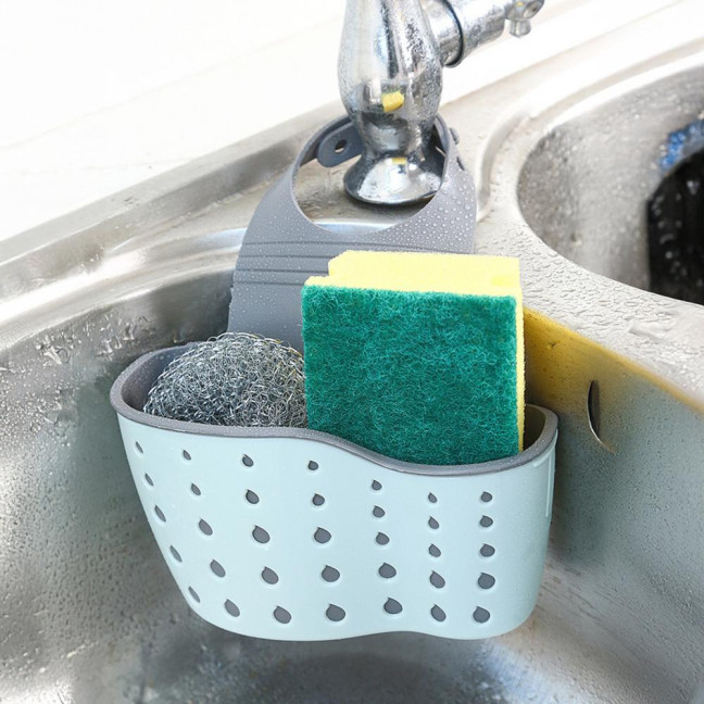 Kitchen Sink Shelf Soap Sponge Drain Rack Strong Load-Bearing Double-Layer Design Easy to Install Hanging Basket Sink Caddy