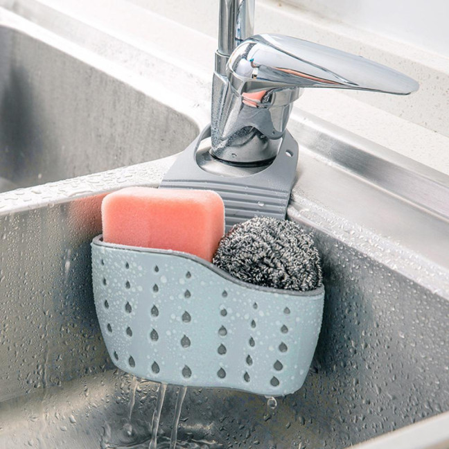 Kitchen Sink Shelf Soap Sponge Drain Rack Strong Load-Bearing Double-Layer Design Easy to Install Hanging Basket Sink Caddy