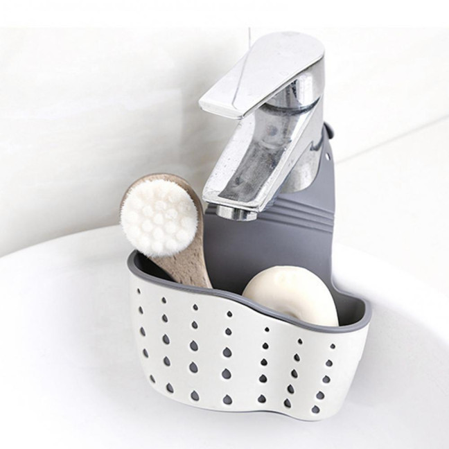 Kitchen Sink Shelf Soap Sponge Drain Rack Strong Load-Bearing Double-Layer Design Easy to Install Hanging Basket Sink Caddy