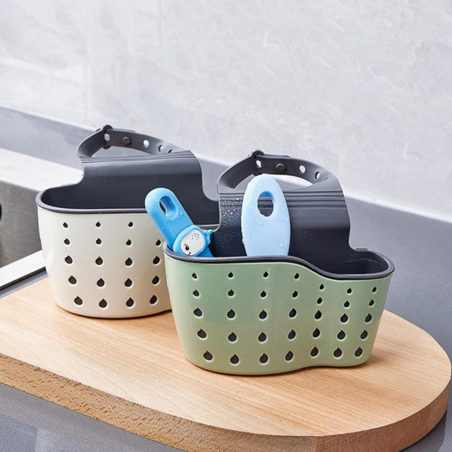 Kitchen Sink Shelf Soap Sponge Drain Rack Strong Load-Bearing Double-Layer Design Easy to Install Hanging Basket Sink Caddy