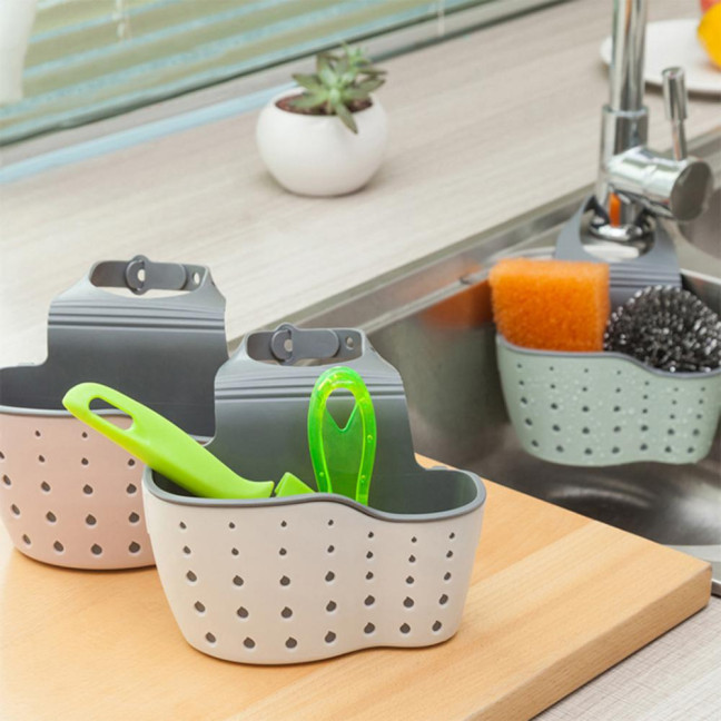 Kitchen Sink Shelf Soap Sponge Drain Rack Strong Load-Bearing Double-Layer Design Easy to Install Hanging Basket Sink Caddy