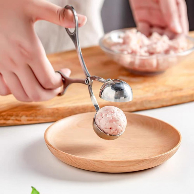 Stainless Steel Meatball Maker Fish Ball Rice Making Mold for Round Meatballs Ice Cream Fruits Pasta Kitchen Gadgets 
