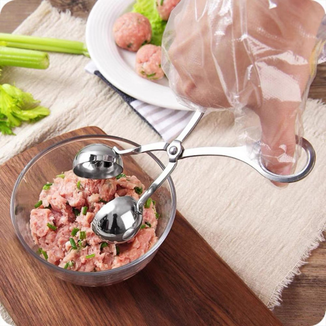 Stainless Steel Meatball Maker Fish Ball Rice Making Mold for Round Meatballs Ice Cream Fruits Pasta Kitchen Gadgets 