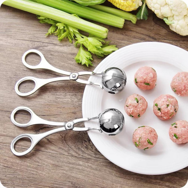 Stainless Steel Meatball Maker Fish Ball Rice Making Mold for Round Meatballs Ice Cream Fruits Pasta Kitchen Gadgets 