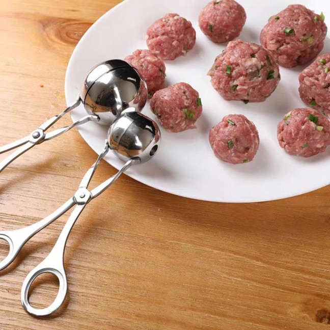 Stainless Steel Meatball Maker Fish Ball Rice Making Mold for Round Meatballs Ice Cream Fruits Pasta Kitchen Gadgets 