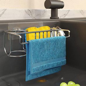 Sponge Holder Kitchen Sink Caddy Strong Load-bearing Hollow Design Easy to Install Self Draining Sink Caddy Organizer Rack