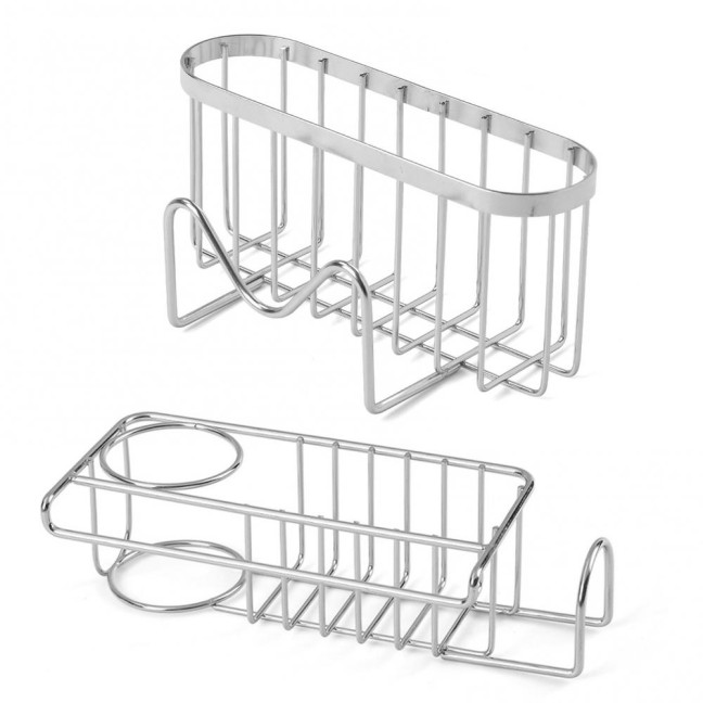 Sponge Holder Kitchen Sink Caddy Strong Load-bearing Hollow Design Easy to Install Self Draining Sink Caddy Organizer Rack