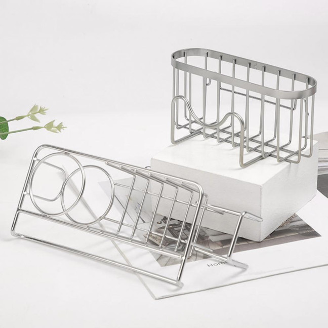 Sponge Holder Kitchen Sink Caddy Strong Load-bearing Hollow Design Easy to Install Self Draining Sink Caddy Organizer Rack