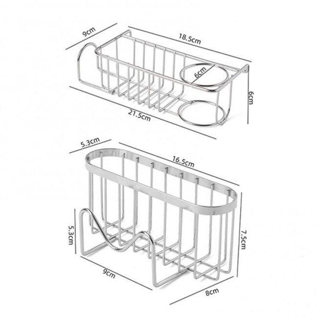 Sponge Holder Kitchen Sink Caddy Strong Load-bearing Hollow Design Easy to Install Self Draining Sink Caddy Organizer Rack