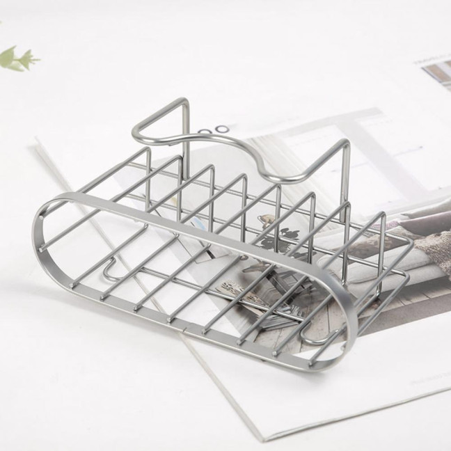 Sponge Holder Kitchen Sink Caddy Strong Load-bearing Hollow Design Easy to Install Self Draining Sink Caddy Organizer Rack