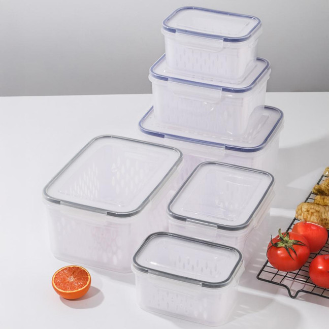 1/3Pcs Transparent Storage Box with Removable Colander Large Capacity Double Layer Vegetable Washing Bowl Fruit Storage Container