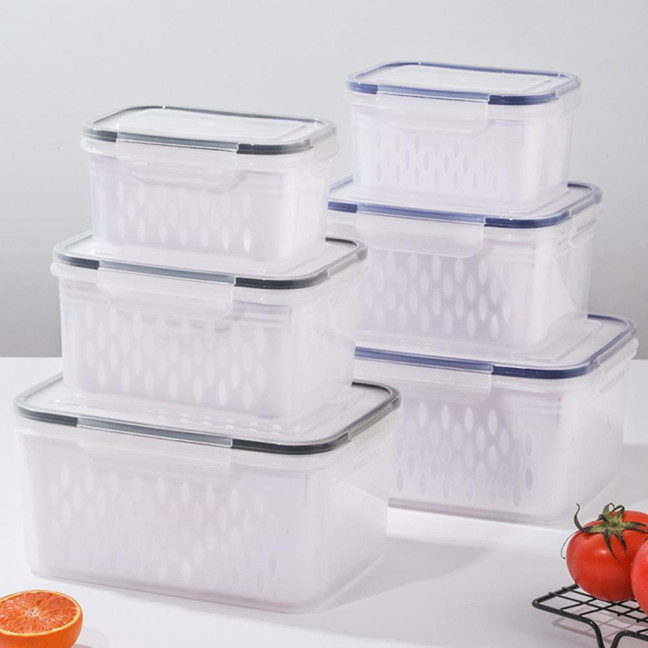 1/3Pcs Transparent Storage Box with Removable Colander Large Capacity Double Layer Vegetable Washing Bowl Fruit Storage Container