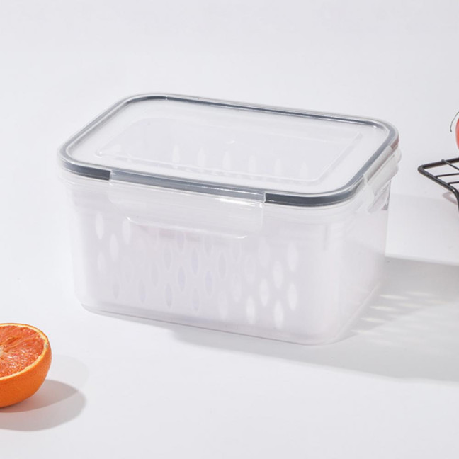 1/3Pcs Transparent Storage Box with Removable Colander Large Capacity Double Layer Vegetable Washing Bowl Fruit Storage Container
