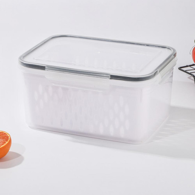 1/3Pcs Transparent Storage Box with Removable Colander Large Capacity Double Layer Vegetable Washing Bowl Fruit Storage Container