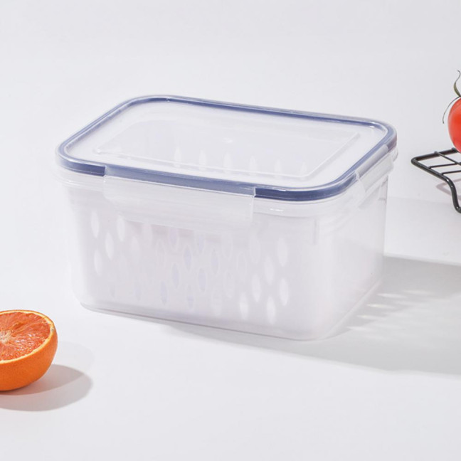 1/3Pcs Transparent Storage Box with Removable Colander Large Capacity Double Layer Vegetable Washing Bowl Fruit Storage Container
