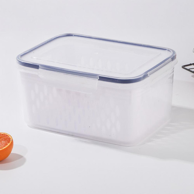 1/3Pcs Transparent Storage Box with Removable Colander Large Capacity Double Layer Vegetable Washing Bowl Fruit Storage Container