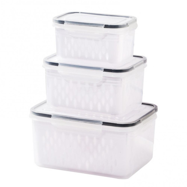 1/3Pcs Transparent Storage Box with Removable Colander Large Capacity Double Layer Vegetable Washing Bowl Fruit Storage Container