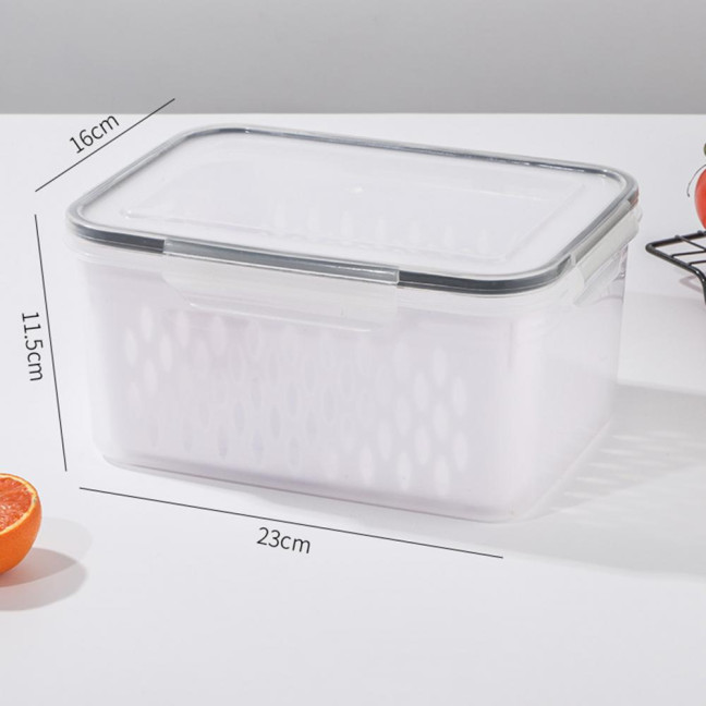 1/3Pcs Transparent Storage Box with Removable Colander Large Capacity Double Layer Vegetable Washing Bowl Fruit Storage Container