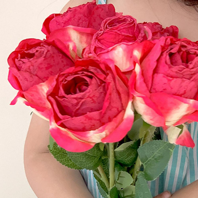 Artificial Roses Long-lasting Faux Silk Flowers Realistic Fake Roses with Flexible Stems for Vase Flower Arrangements Home Wedding Decor 