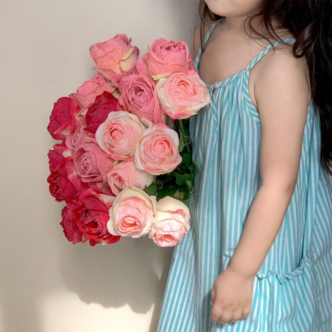 Artificial Roses Long-lasting Faux Silk Flowers Realistic Fake Roses with Flexible Stems for Vase Flower Arrangements Home Wedding Decor 