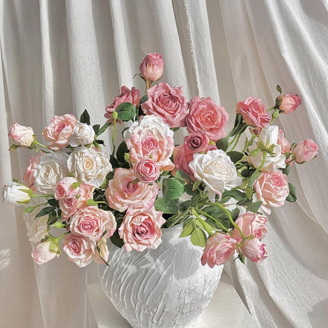 Simulated Rose Flower Realistic Appearance Easy to Manage Bright Color Reusable Artificial Flowers Home Decor 