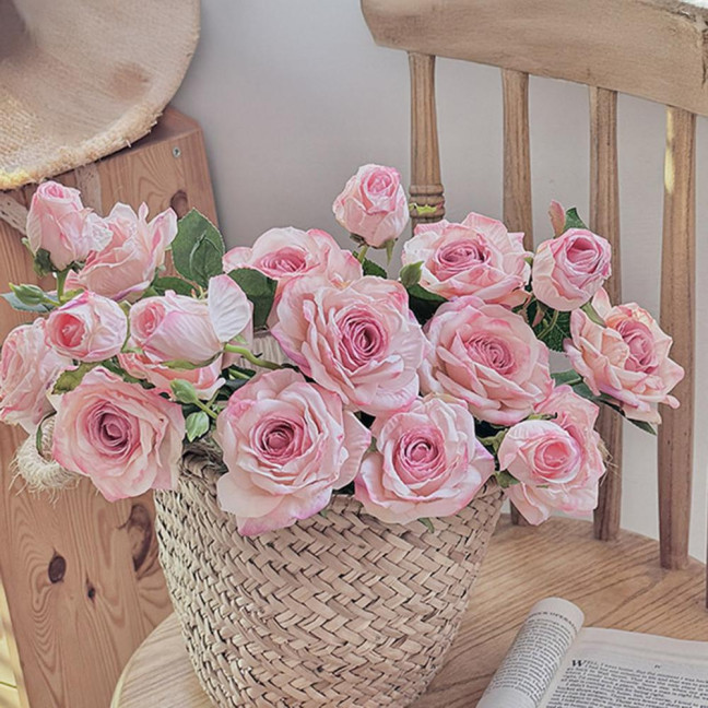 Simulated Rose Flower Realistic Appearance Easy to Manage Bright Color Reusable Artificial Flowers Home Decor 