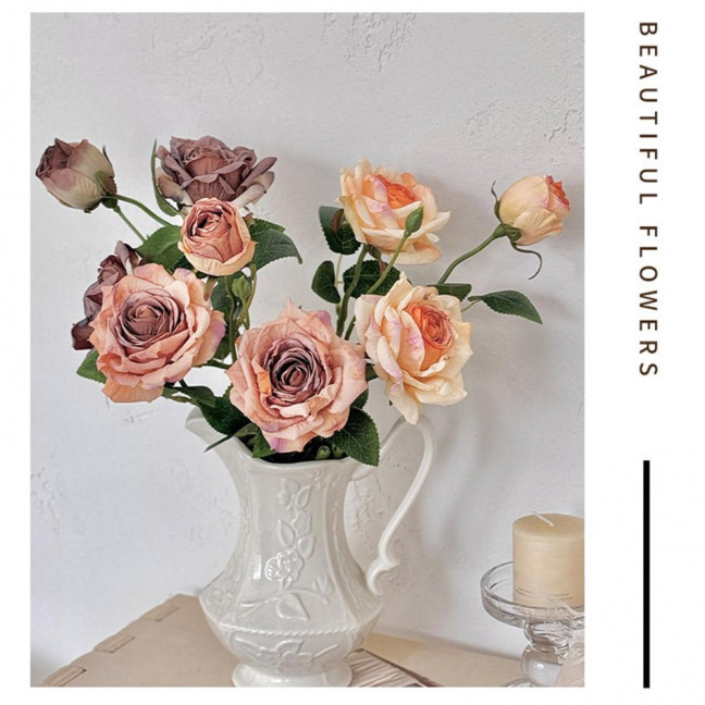 Simulated Rose Flower Realistic Appearance Easy to Manage Bright Color Reusable Artificial Flowers Home Decor 