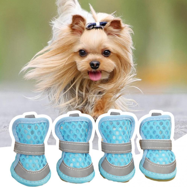 4 Pcs Dog Shoes Breathable Mesh Dog Boots for Summer Hot Pavement Anti-Slip Sole Paw Protector for Small Medium And Large Dogs