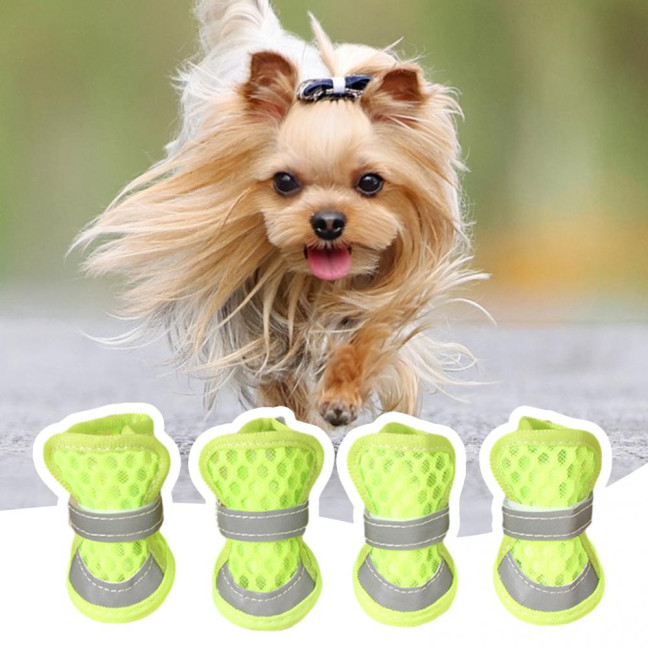 4 Pcs Dog Shoes Breathable Mesh Dog Boots for Summer Hot Pavement Anti-Slip Sole Paw Protector for Small Medium And Large Dogs