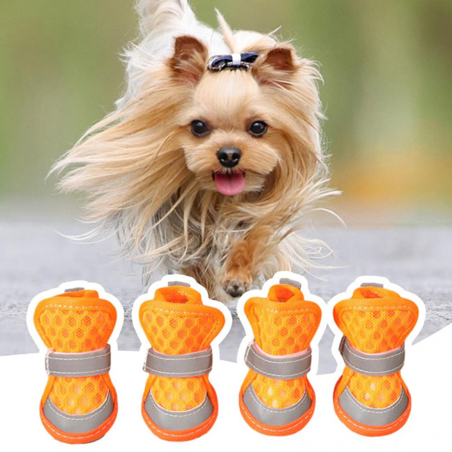 4 Pcs Dog Shoes Breathable Mesh Dog Boots for Summer Hot Pavement Anti-Slip Sole Paw Protector for Small Medium And Large Dogs