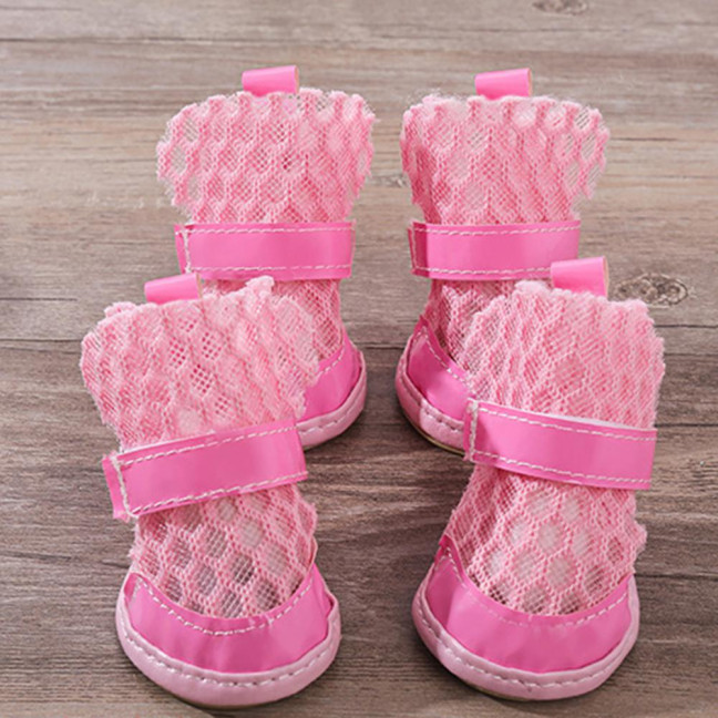 4 Pcs Dog Shoes Breathable Mesh Dog Boots for Summer Hot Pavement Anti-Slip Sole Paw Protector for Small Medium And Large Dogs