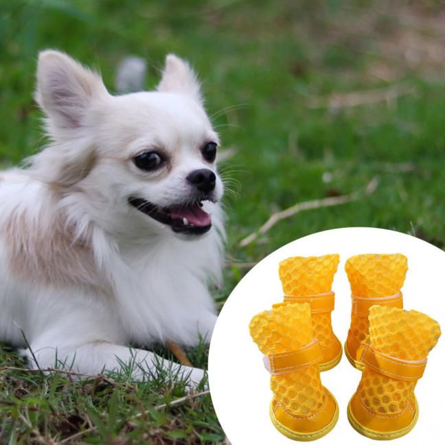 4 Pcs Dog Shoes Breathable Mesh Dog Boots for Summer Hot Pavement Anti-Slip Sole Paw Protector for Small Medium And Large Dogs
