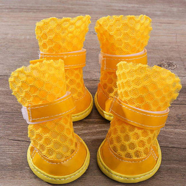 4 Pcs Dog Shoes Breathable Mesh Dog Boots for Summer Hot Pavement Anti-Slip Sole Paw Protector for Small Medium And Large Dogs
