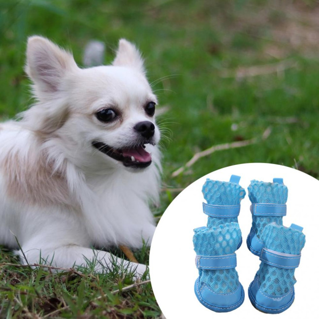 4 Pcs Dog Shoes Breathable Mesh Dog Boots for Summer Hot Pavement Anti-Slip Sole Paw Protector for Small Medium And Large Dogs