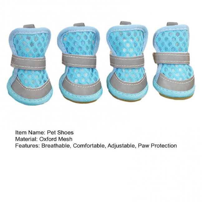 4 Pcs Dog Shoes Breathable Mesh Dog Boots for Summer Hot Pavement Anti-Slip Sole Paw Protector for Small Medium And Large Dogs