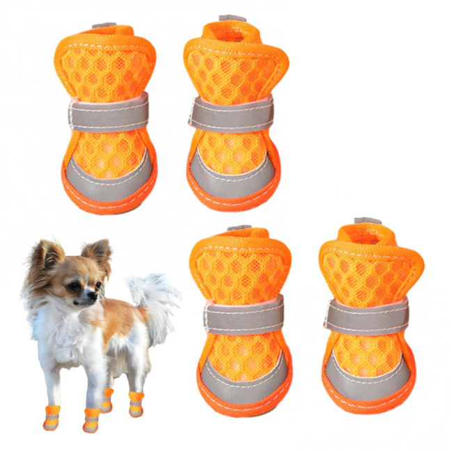 4 Pcs Dog Shoes Breathable Mesh Dog Boots for Summer Hot Pavement Anti-Slip Sole Paw Protector for Small Medium And Large Dogs