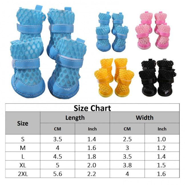 4 Pcs Dog Shoes Breathable Mesh Dog Boots for Summer Hot Pavement Anti-Slip Sole Paw Protector for Small Medium And Large Dogs