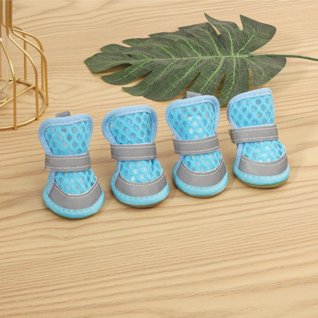 4 Pcs Dog Shoes Breathable Mesh Dog Boots for Summer Hot Pavement Anti-Slip Sole Paw Protector for Small Medium And Large Dogs