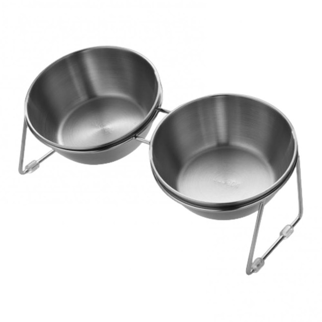 Stainless Steel Elevated Cat Bowl Tilted Raised Cat Bowl with Metal Stand Pet Feeding Dish to Prevent Fatigue for Indoor Cat And Dog