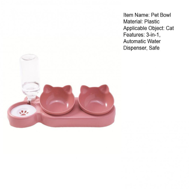 Double Pet Food Bowl And Water Bottle Set 3-in-1 Detachable Tilted Cat Dog Feeder Bowl with Automatic Water Dispenser for Small Medium Dogs Cats