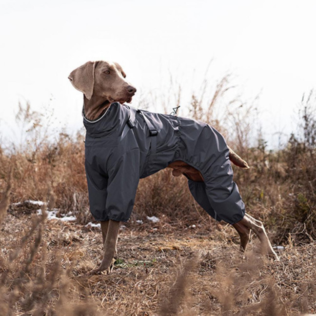 Dog Raincoat with Harness for Small Medium Dogs Adjustable Dog Rain Jacket Waterproof Puppy 4 Legs Raincoat with Reflective Strip 