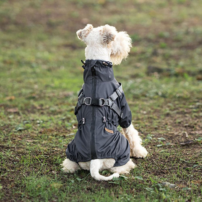 Dog Raincoat with Harness for Small Medium Dogs Adjustable Dog Rain Jacket Waterproof Puppy 4 Legs Raincoat with Reflective Strip 