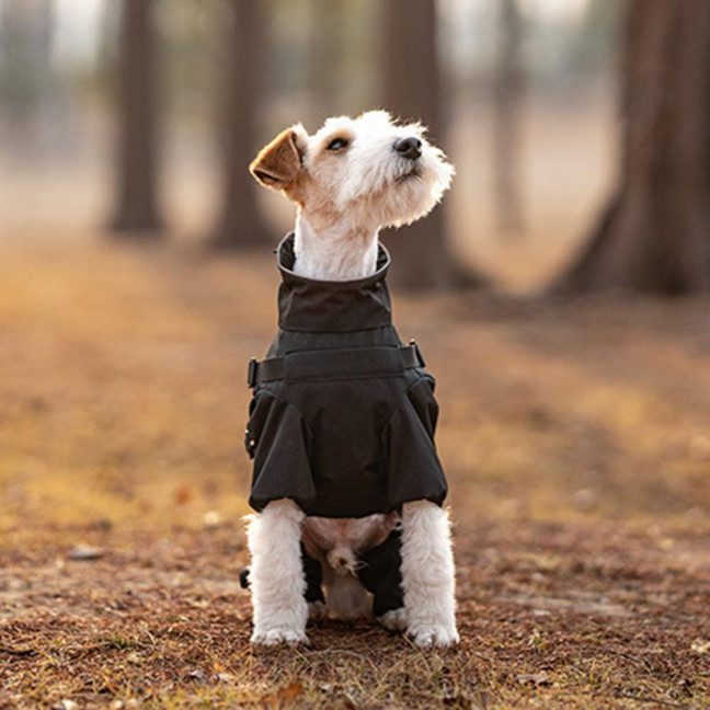 Dog Raincoat with Harness for Small Medium Dogs Adjustable Dog Rain Jacket Waterproof Puppy 4 Legs Raincoat with Reflective Strip 