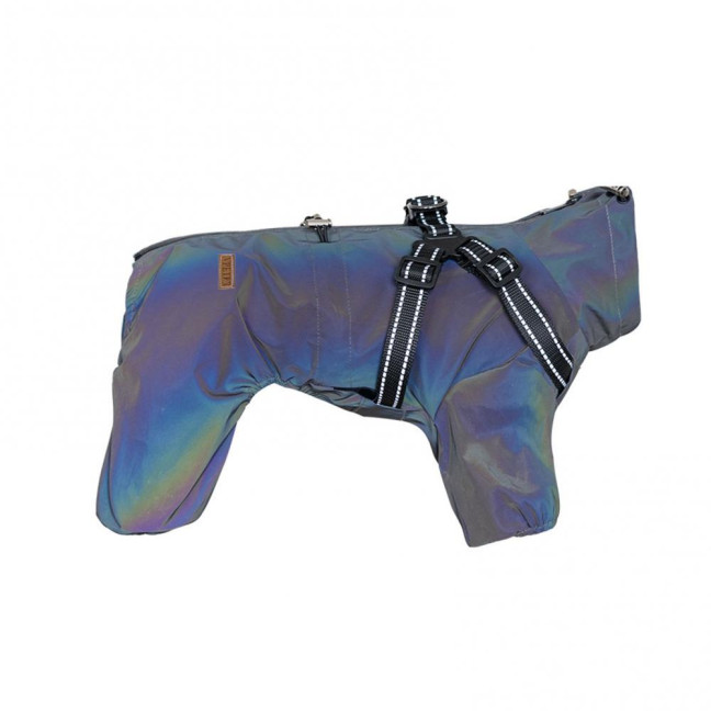 Dog Raincoat with Harness for Small Medium Dogs Adjustable Dog Rain Jacket Waterproof Puppy 4 Legs Raincoat with Reflective Strip 